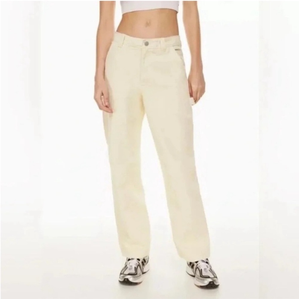 Aritiza TNA Greenwich Carpenter High Rise Relaxed Fit Twill Pants in Mullein 8